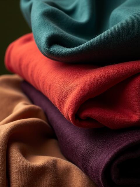 Primo piano di tessuti artigianali ricchi e colorati con texture